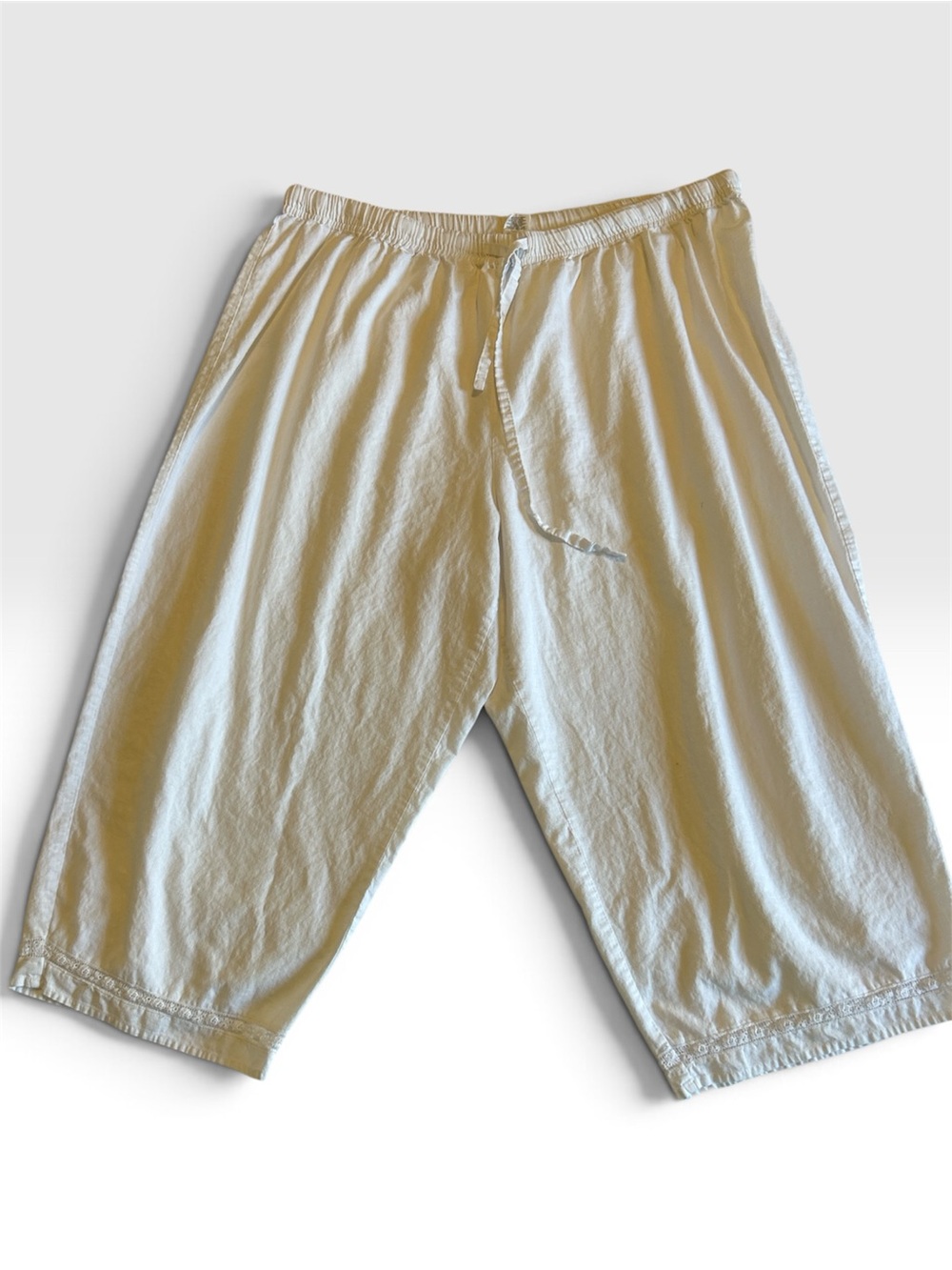 Lane Bryant RealWear Vtg White Linen & Cotton Lounge Sleep Pants with Drawstring